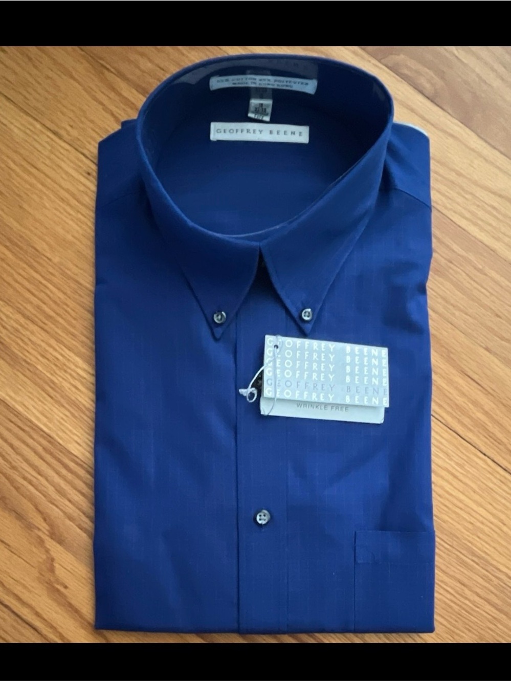 Geoffrey Beene Men’s Blue Striped Classic Fit Button-Down Dress Shirt 16 32/33